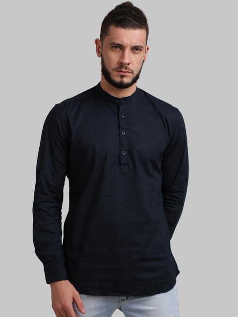 

Parx Men Navy Blue Regular Fit Solid Casual Shirt