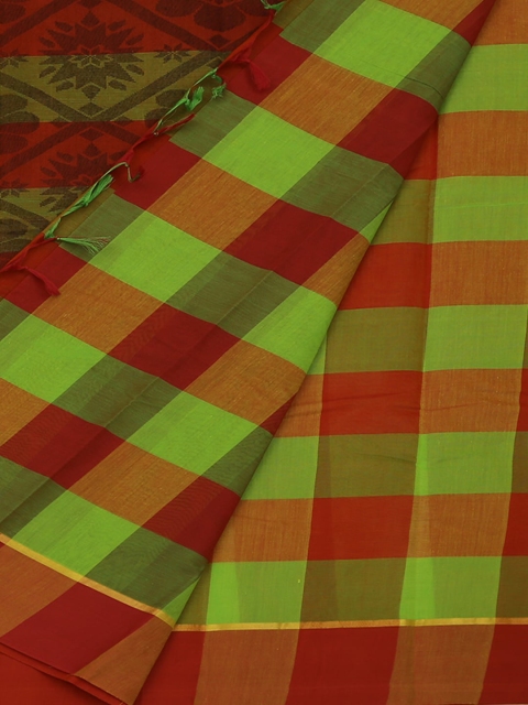 

Pothys Multicoloured Checked Pure Cotton Saree, Multi
