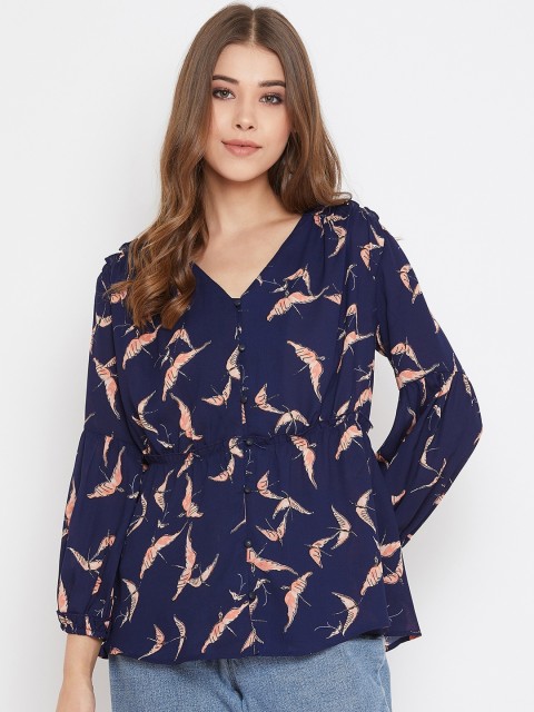 

Femella Women Navy Blue Printed A-Line Top