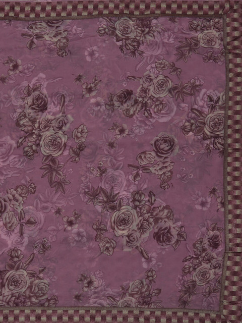 

Pothys Pink & Brown Floral Printed Poly Georgette Saree