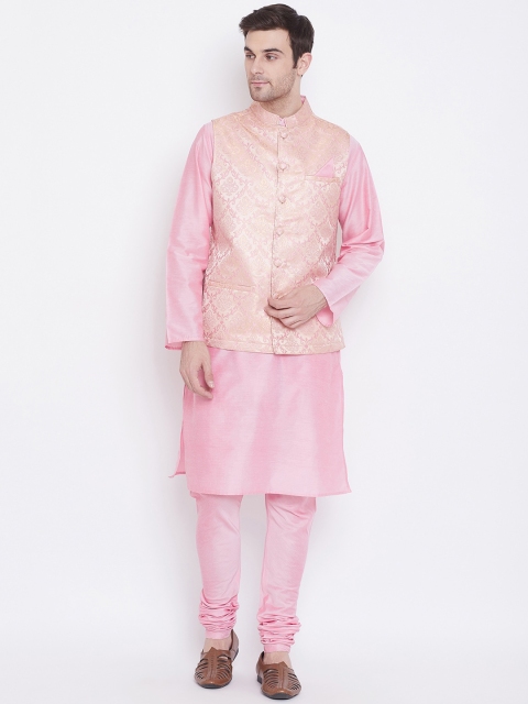 

Tulsattva Men Pink Solid Kurta with Churidar
