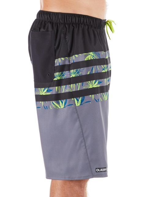 

OLAIAN By Decathlon Men Grey Tropical Print Regular Fit Regular Shorts