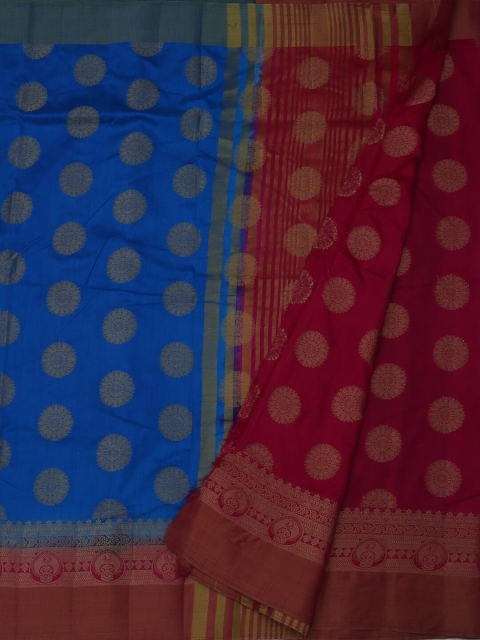 

Pothys Blue & Maroon Jute Silk Woven Design Saree