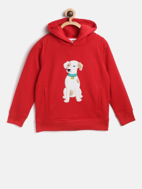 

Cherry Crumble Unisex Kids Red Solid Hooded Sweatshirt