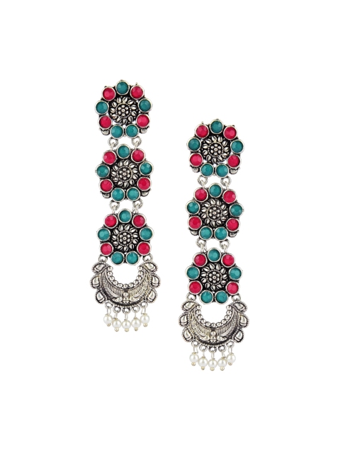 

DESI COLOUR Multicoloured Floral Drop Earrings, Multi