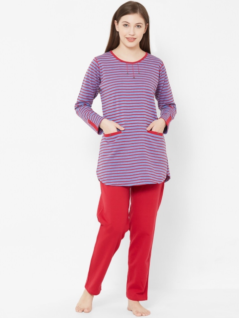 

Juliet Women Red & Blue Striped Night suit 020000400011827