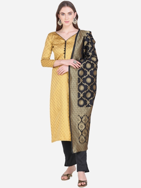 

SHAVYA Gold-Toned Silk Blend Unstitched Dress Material