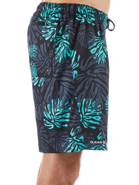 

OLAIAN By Decathlon Men Black & Grey Tropical Printed Surfing Shorts
