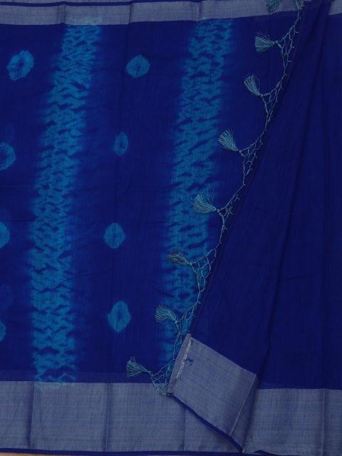 

Pothys Blue Colourblocked Linen Blend Saree