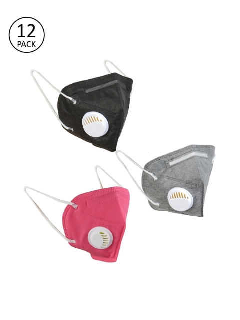 

OOMPH Unisex 12 Pcs Anti-Pollution 5-Layer Reusable Valved KN95 Masks, Grey