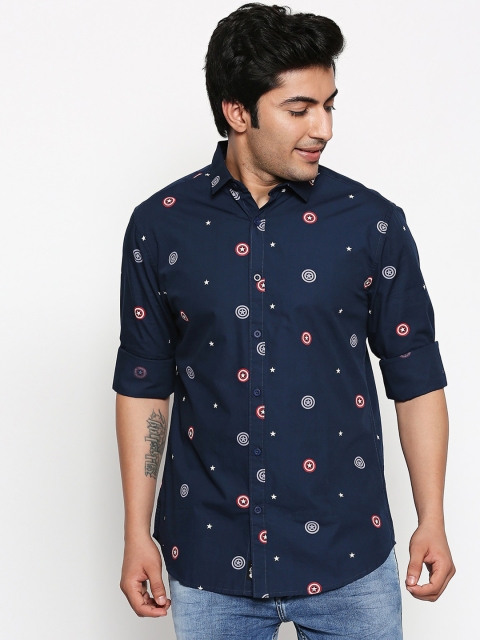 

The Souled Store Men Navy Blue Regular Fit Printed Casual Shirt
