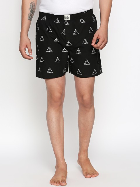 

The Souled Store Unisex Black & White Harry Potter Deathly Hallows Printed Pure Cotton Boxers 153278
