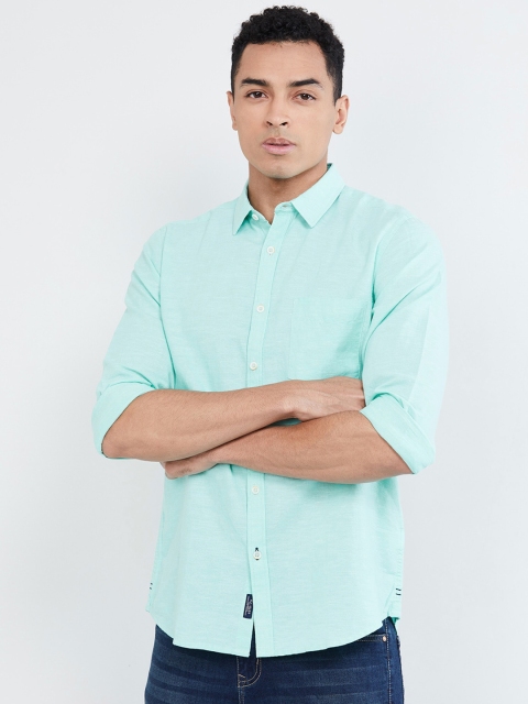 

max Men Mint Green Regular Fit Solid Casual Shirt