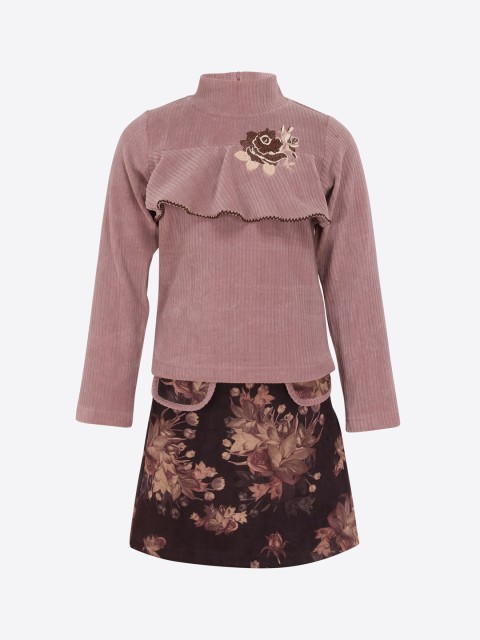 

CUTECUMBER Girls Pink & Black Self Design Co-Ord Set