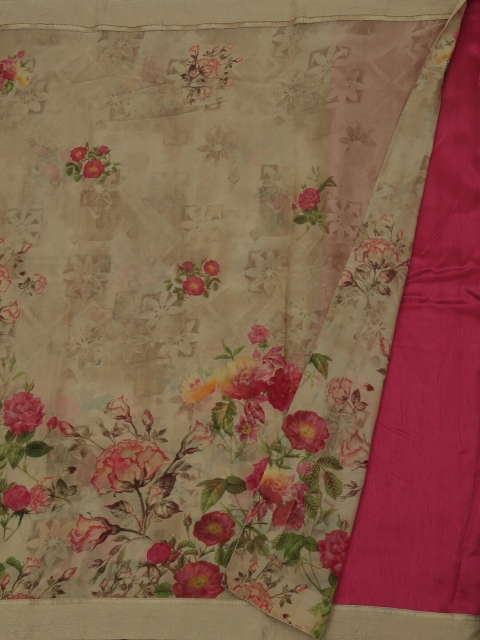 

Pothys Cream-Coloured Solid Poly Georgette Saree