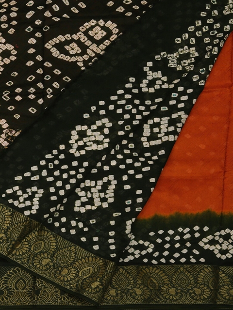 

Pothys Orange & Olive Green Art Silk Printed Saree