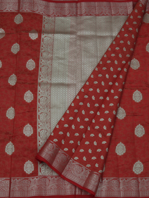 

Pothys Red & Silver-Toned Jute Silk Woven Design Saree
