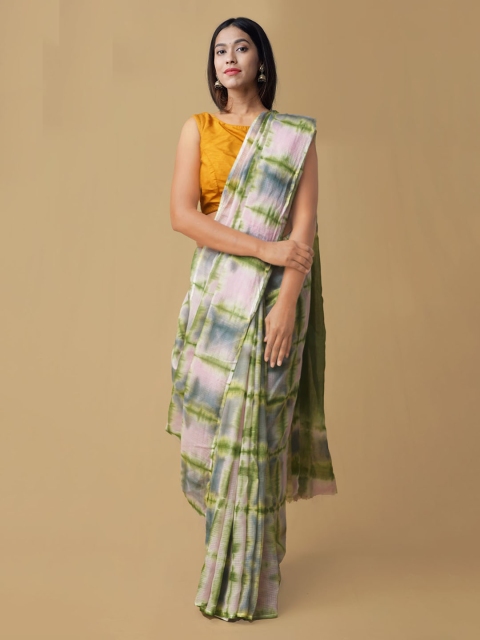 

Unnati Silks Green & White Pure Cotton Printed Kota Saree