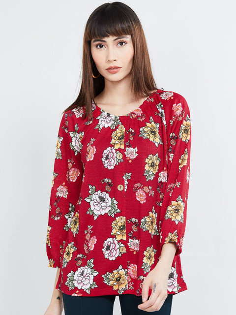 

max Women Red Printed A-Line Top