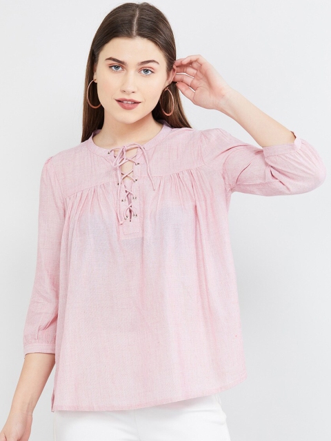 

max Women Pink Solid Top