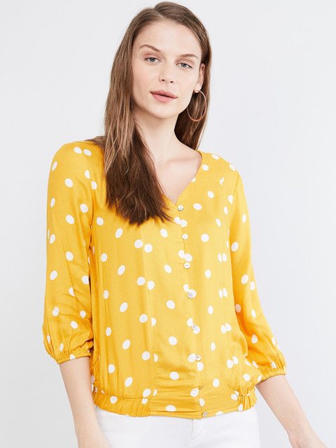 

max Women Yellow Printed Top