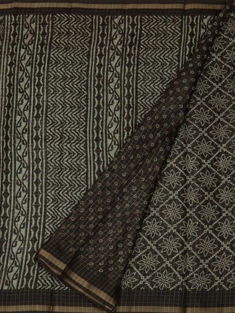 

Pothys Brown & Green Jute Silk Printed Saree