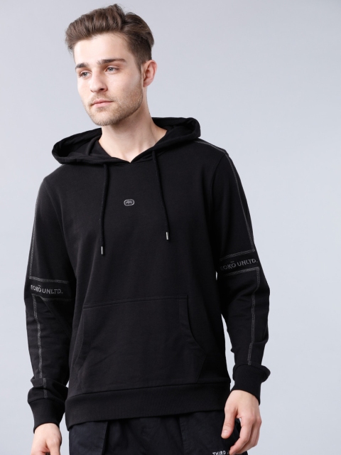 

Ecko Unltd Men Black Solid Hooded Sweatshirt