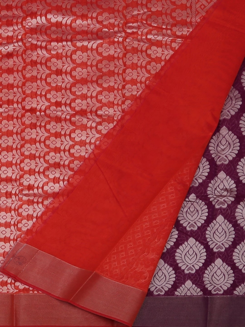 

Pothys Violet & Red Silk Cotton Woven Design Saree
