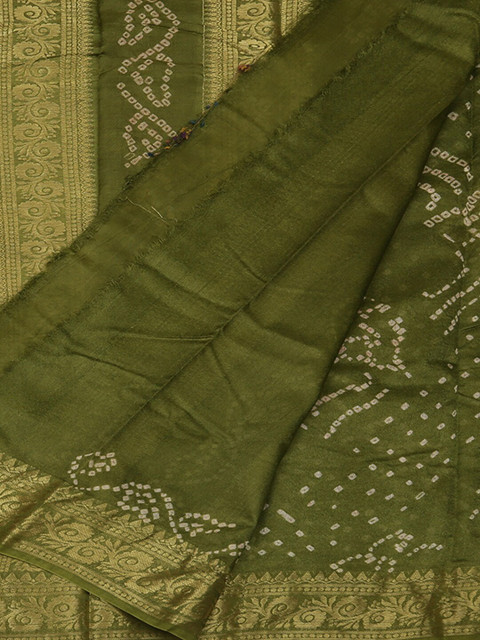 

Pothys Olive Green Printed Art Silk Saree