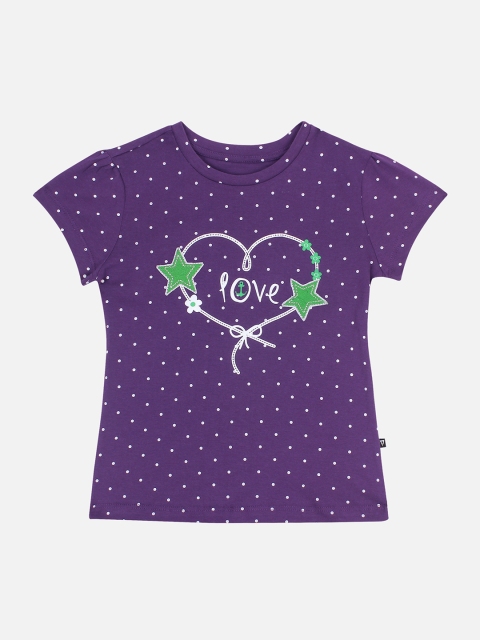 

PROTEENS Girls Purple Printed Round Neck T-shirt