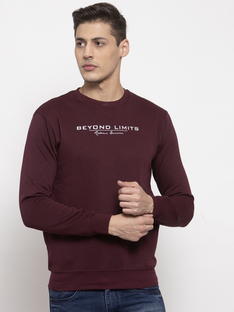 

Rodamo Men Maroon & Off-White Printed Sweatshirt