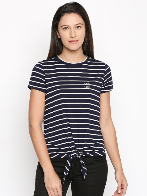 

Forever Glam by Pantaloons Women Navy Blue & White Striped Top