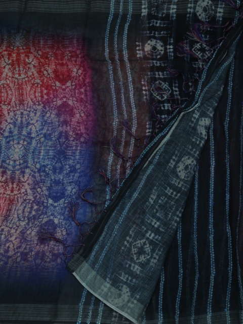 

Pothys Multicoloured Striped Linen Blend Saree, Multi