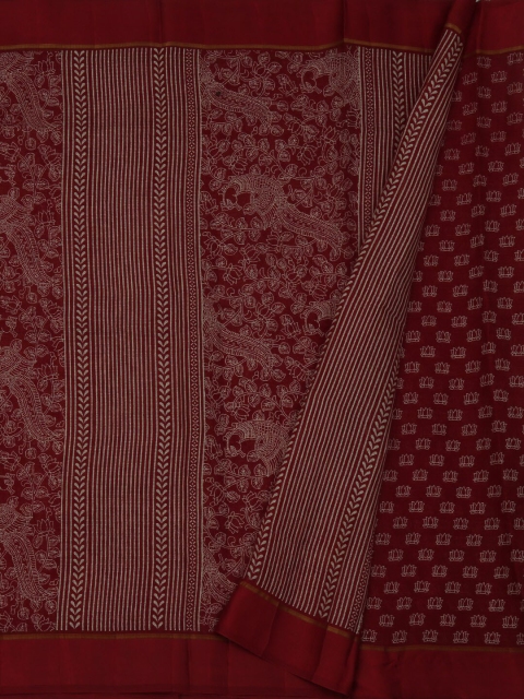 

Pothys Maroon Printed Jute Silk Saree