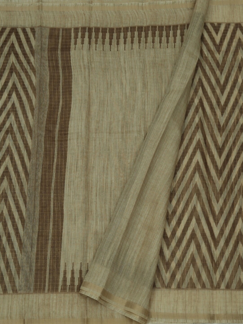 

Pothys Cream-Coloured Printed Jute Silk Saree