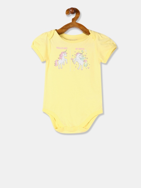 

The Childrens Place Girls Yellow Unicorn Printed Bodysuit