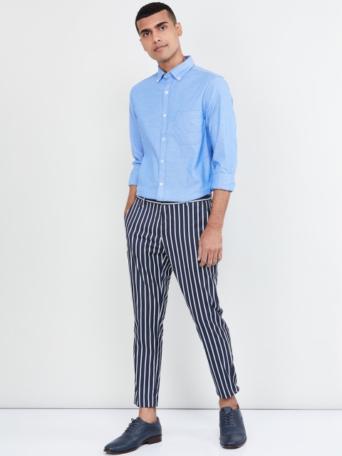 

max Men Blue Regular Fit Solid Casual Shirt