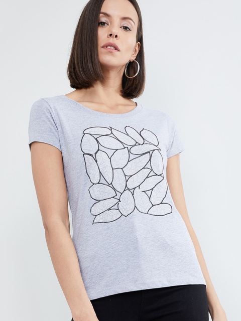 

max Women Grey Printed Top