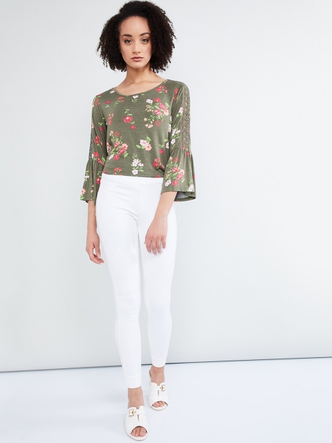 

max Women Olive Green Printed Top