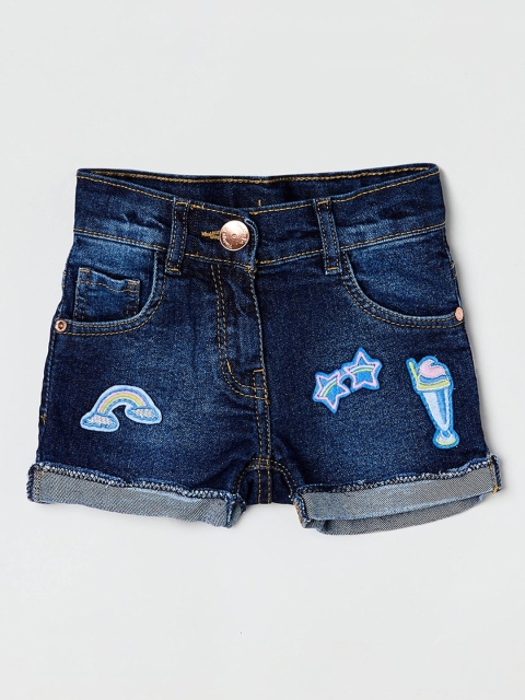 

max Girls Blue Washed Regular Fit Denim Shorts
