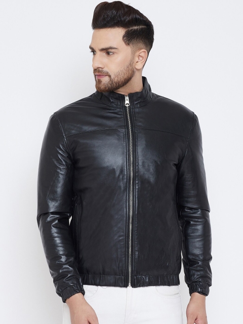 

Justanned Men Black Solid Lightweight Biker Jacket