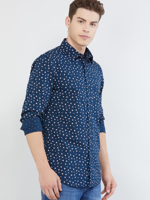 

max Men Blue Regular Fit Printed Casual Shirt