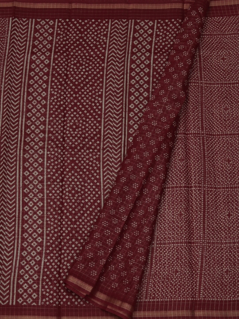

Pothys Maroon Dyed Jute Silk Saree
