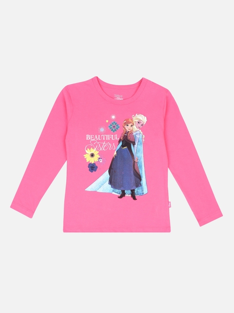 

PROTEENS Girls Pink Frozen Printed Round Neck T-shirt