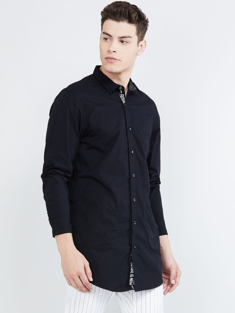 

max Men Black Slim Fit Solid Casual Shirt