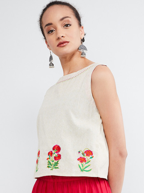 

max Women Off-White Embroidered Top