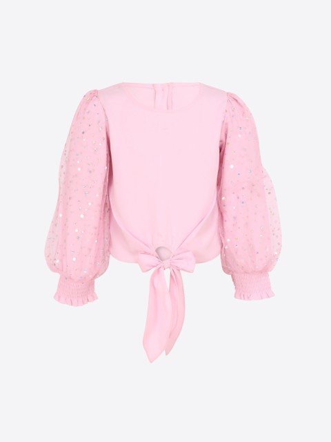 

CUTECUMBER Girls Pink Printed Blouson Top