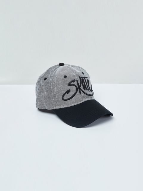 max Boys Black & White Printed Baseball Cap