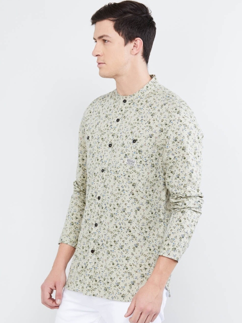 

max Men Green & Blue Regular Fit Printed Casual Shirt