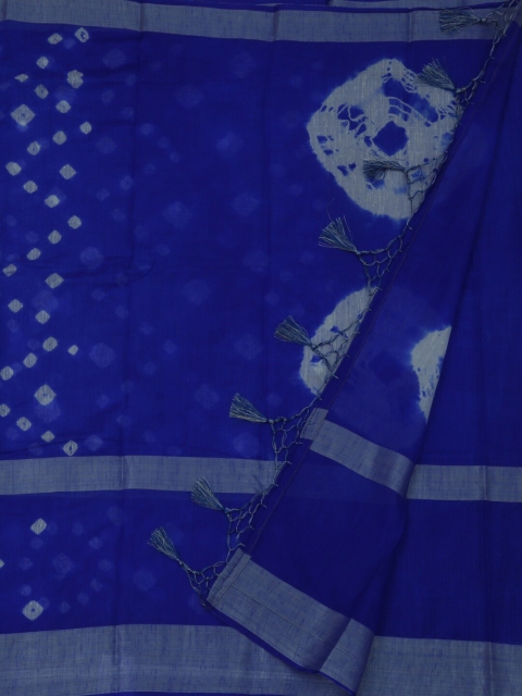 

Pothys Blue & Off-White Linen Blend Printed Saree